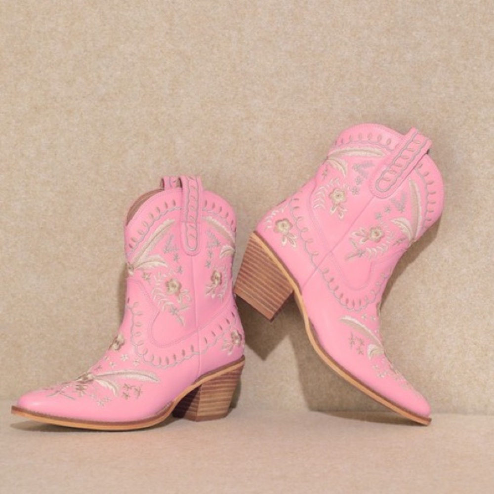 Miracle Festival Pink Embroidered Western Cowboy Boots - Picture 3 of 6